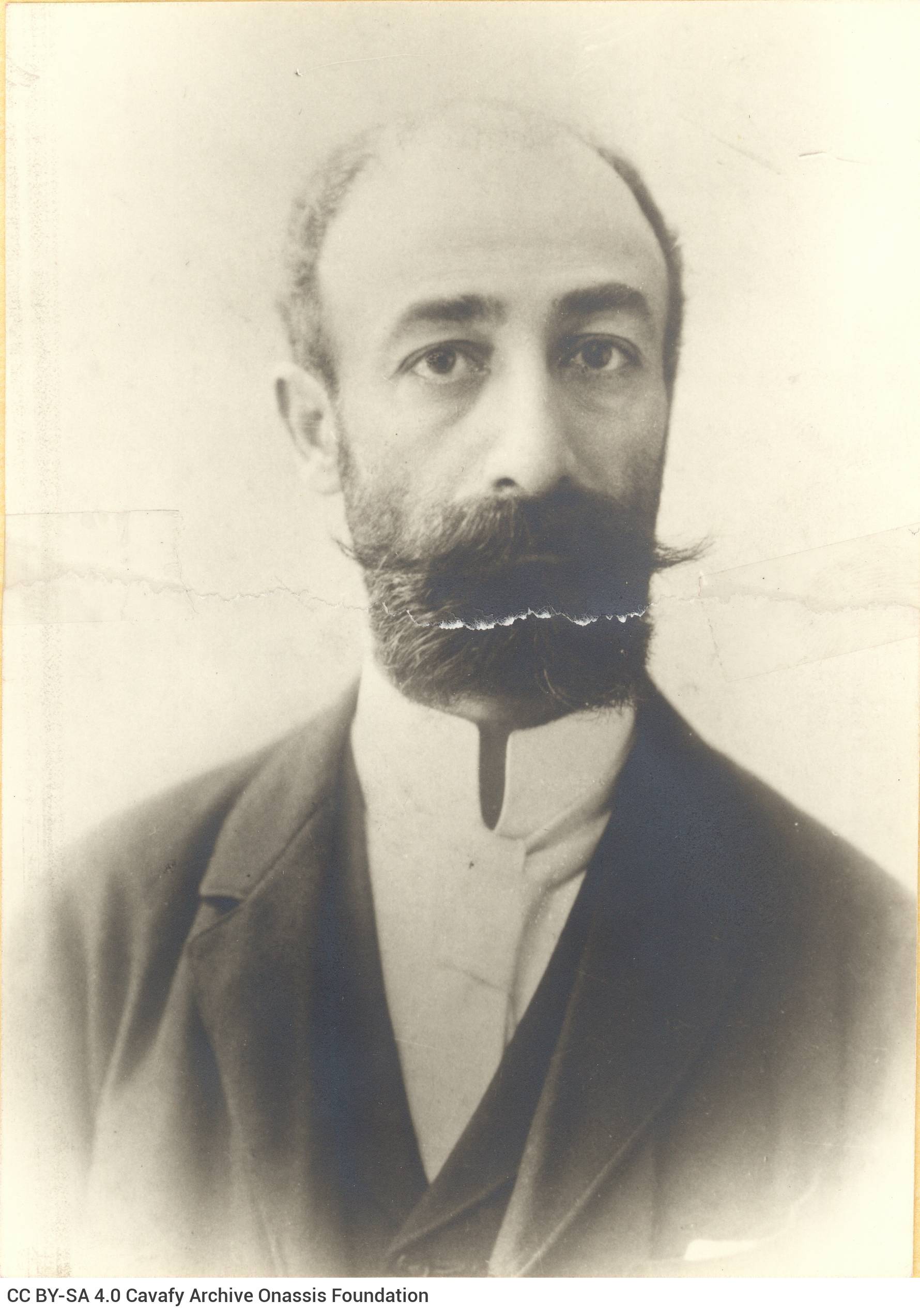 Three subsequent copies of a photographic portrait of Aristeidis Cavafy. He is depicted in frontal view, with moustache and b